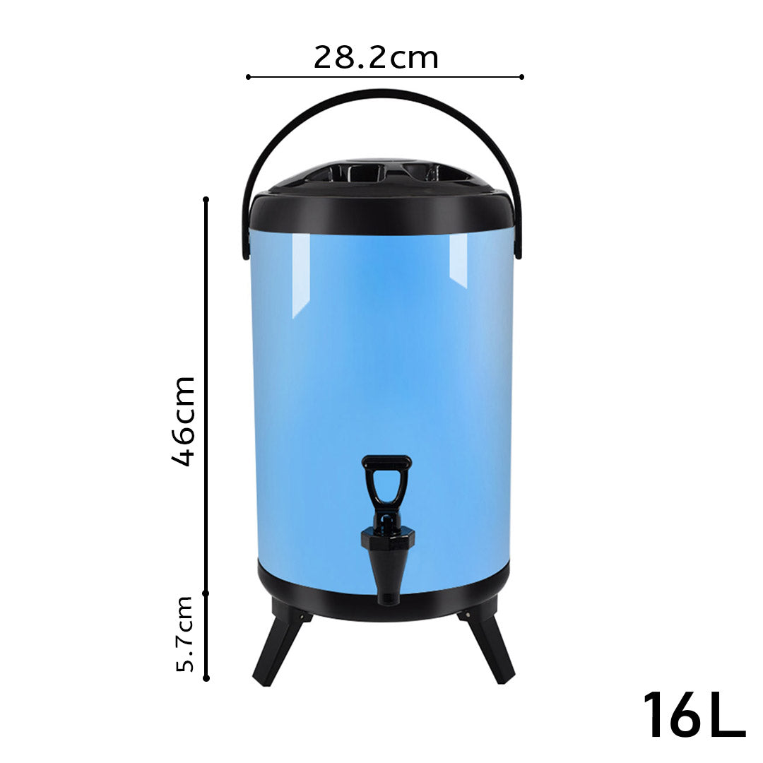 Premium 2X 16L Stainless Steel Insulated Milk Tea Barrel Hot and Cold Beverage Dispenser Container with Faucet Blue - image2