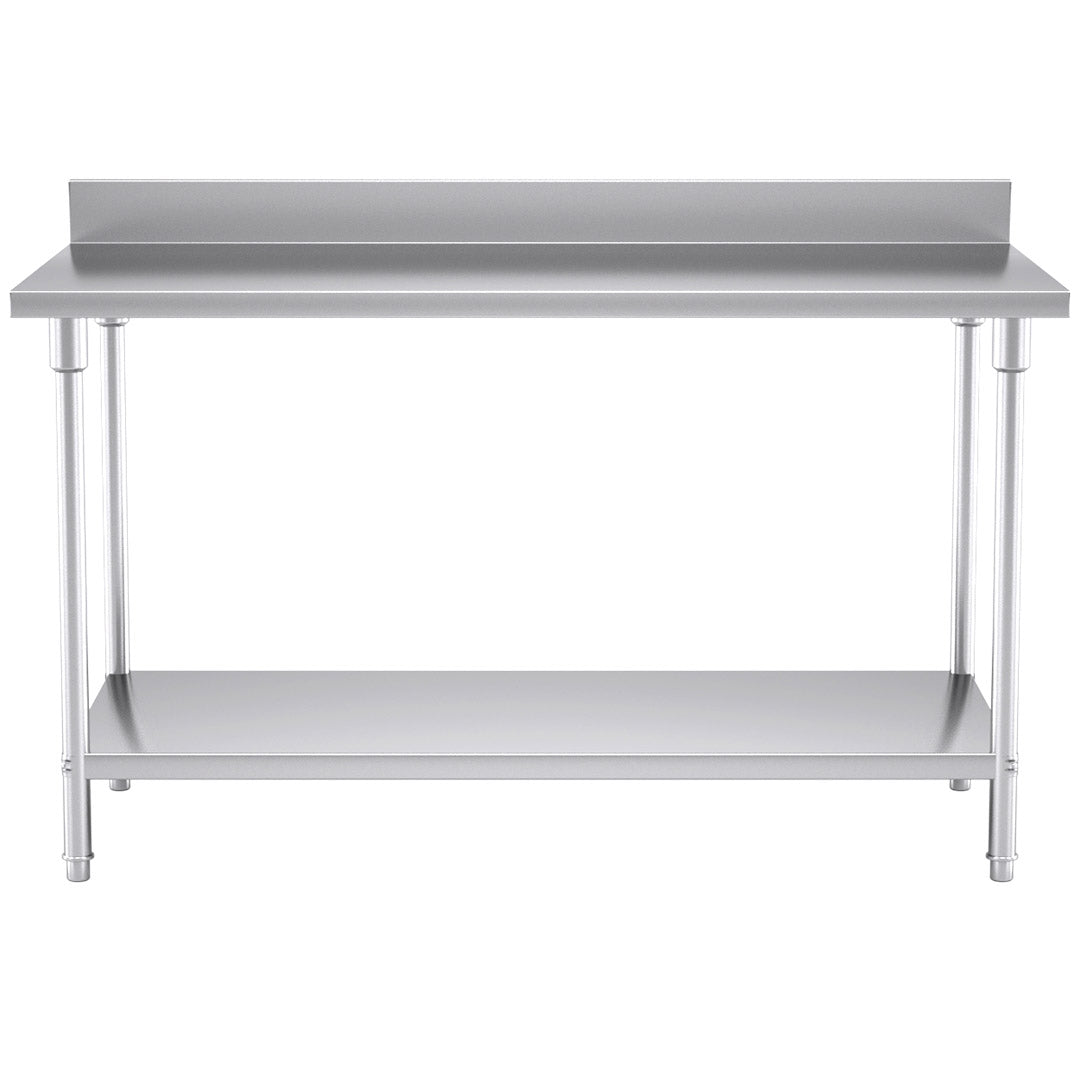 Premium Commercial Catering Kitchen Stainless Steel Prep Work Bench Table with Back-splash 150*70*85cm - image2