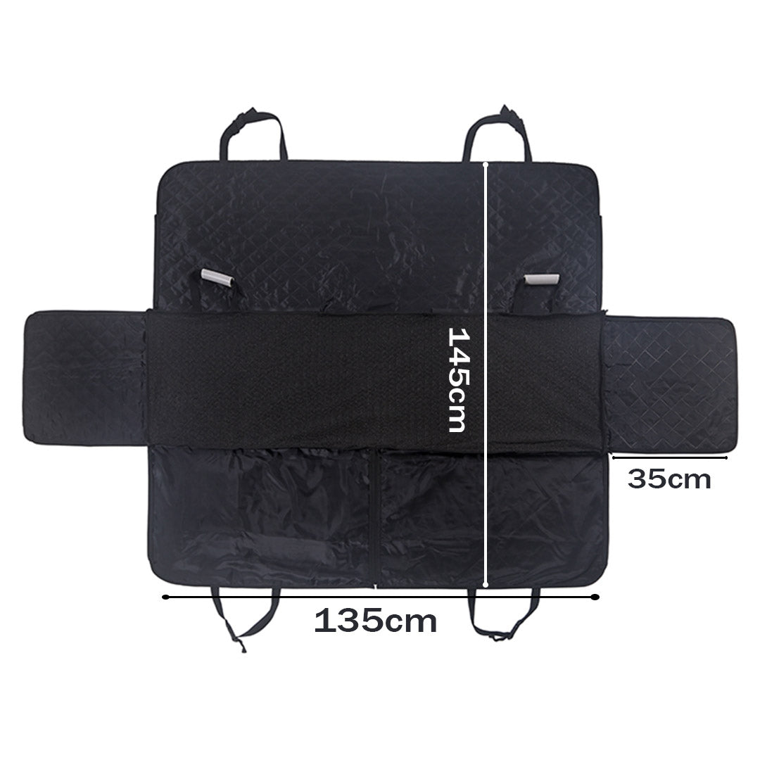 Premium 600D Oxford Cloth Waterproof Dog Car Cover Back Seat Protector Hammock Non-Slip Pet Mat Black - image2