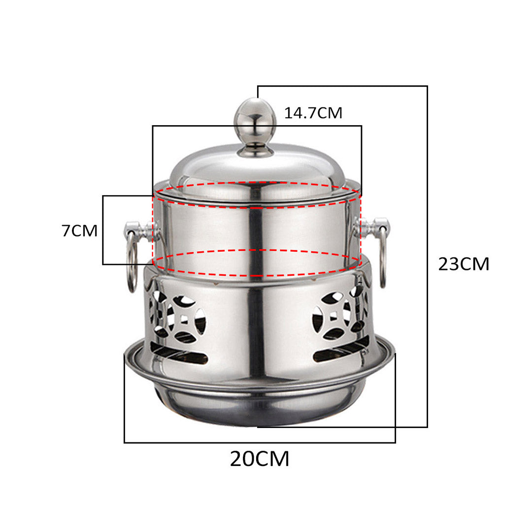 Premium 2X Stainless Steel Mini Asian Buffet Hot Pot Single Person Shabu Alcohol Stove Burner with Lid - image2