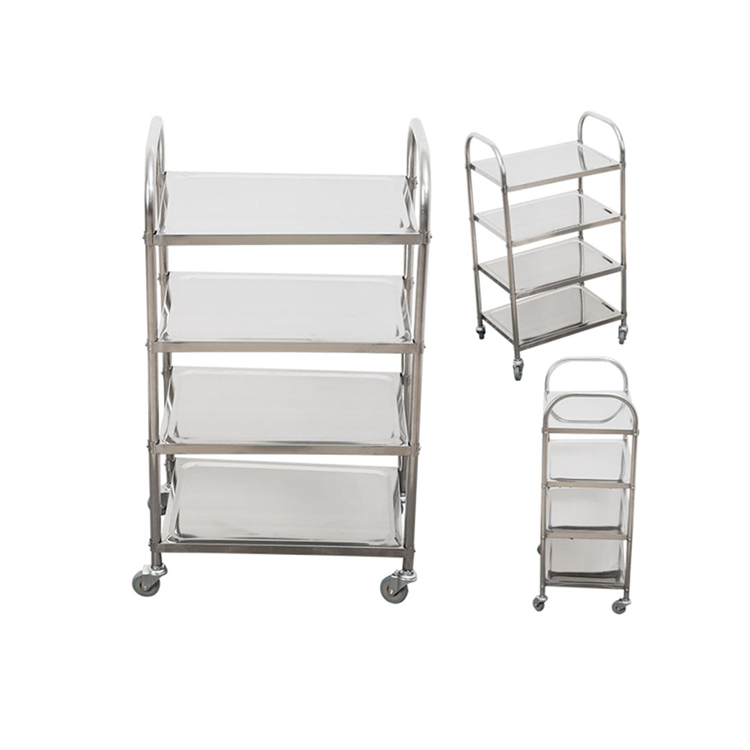 Premium 2X 4 Tier 950x500x1220 Stainless Steel Kitchen Dining Food Cart Trolley Utility - image2