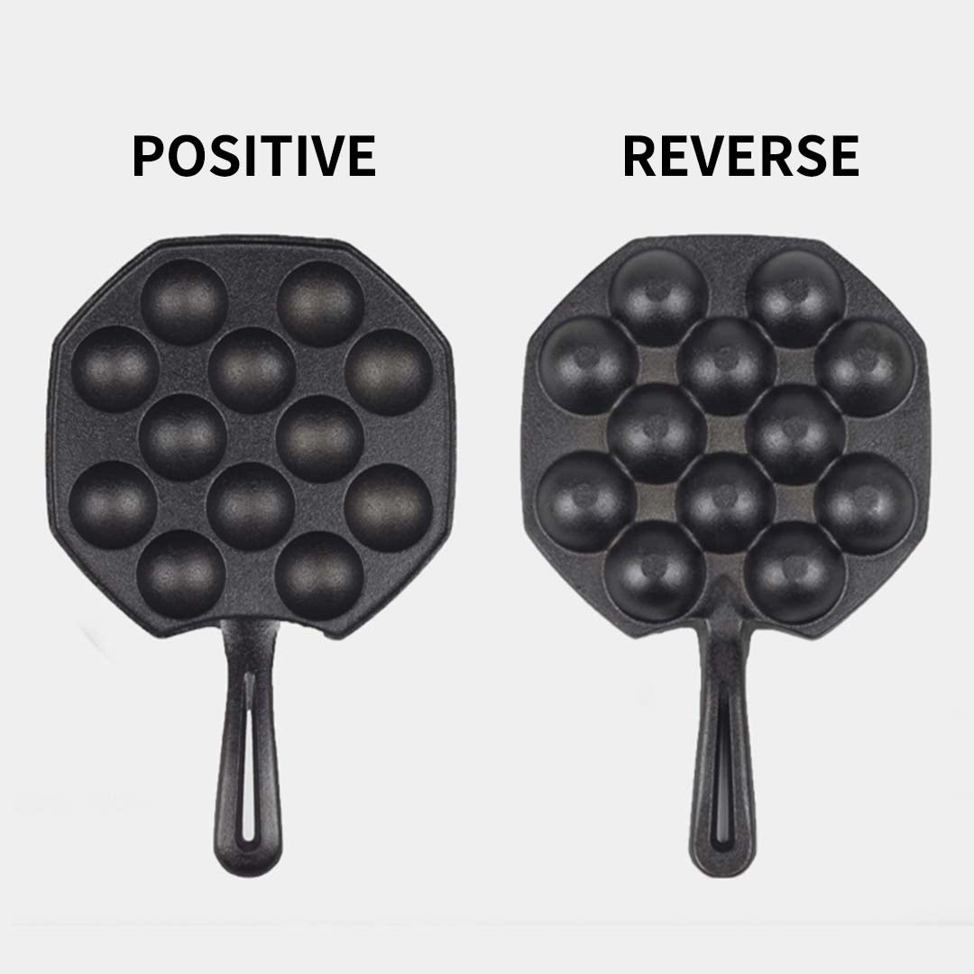 Premium 2X 18CM Cast Iron Takoyaki Fry Pan Octopus Balls Maker 12 Hole Cavities Grill Mold - image2