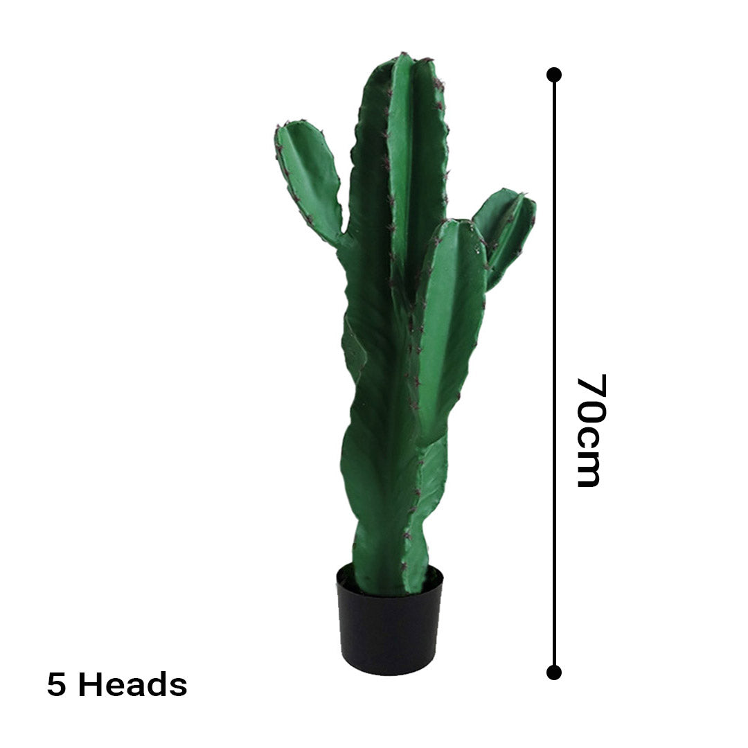 Premium 2X 70cm Green Artificial Indoor Cactus Tree Fake Plant Simulation Decorative 5 Heads - image2