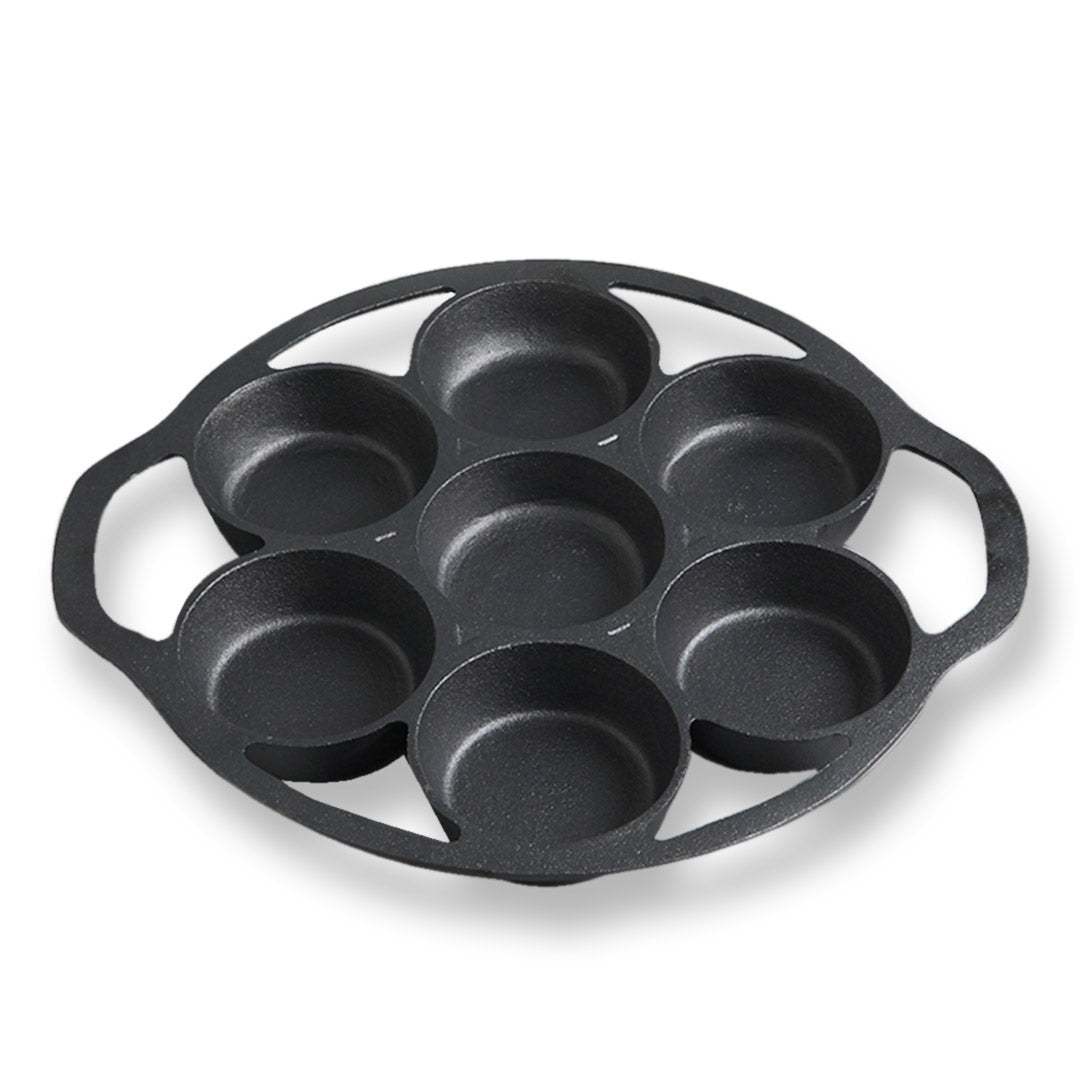 Premium 2X 32cm Cast Iron Takoyaki Fry Pan Octopus Balls Maker 7 Hole Cavities Grill Mold - image2