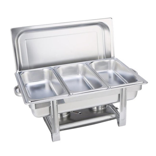 Premium Stainless Steel Chafing Triple Tray Catering Dish Food Warmer - image1