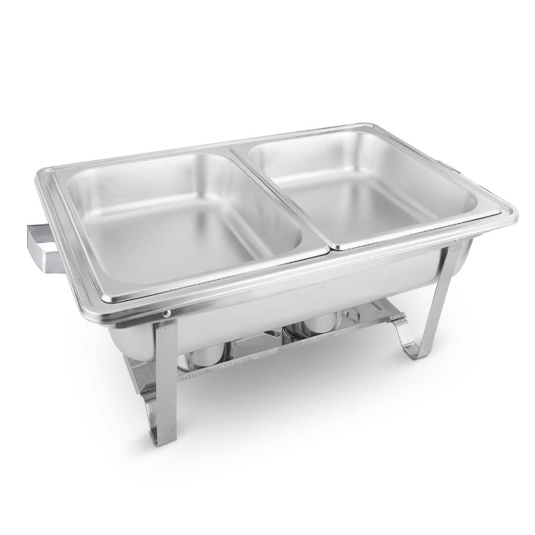 Premium 2X 4.5L Dual Tray Stainless Steel Chafing Food Warmer Catering Dish - image2