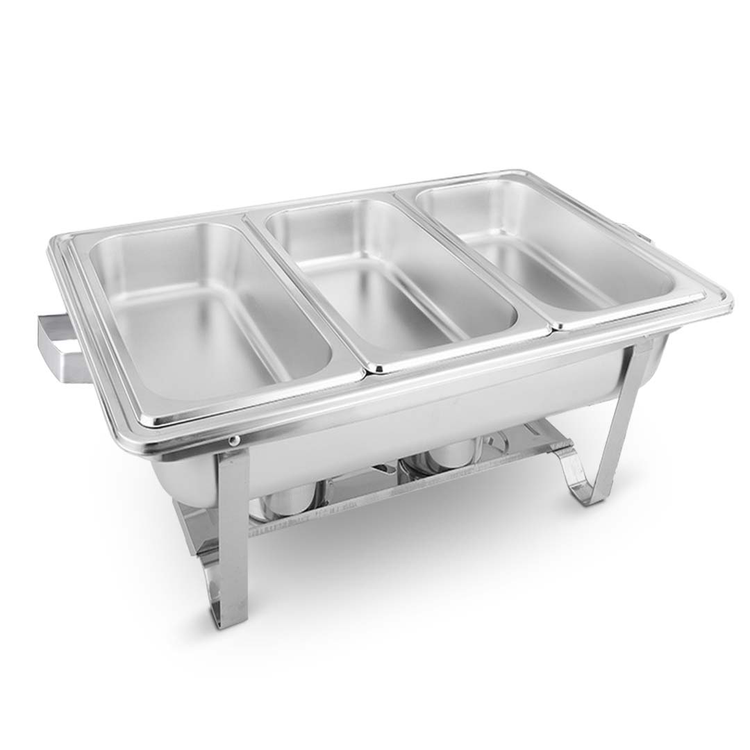 Premium 2X 3L Triple Tray Stainless Steel Chafing Food Warmer Catering Dish - image2