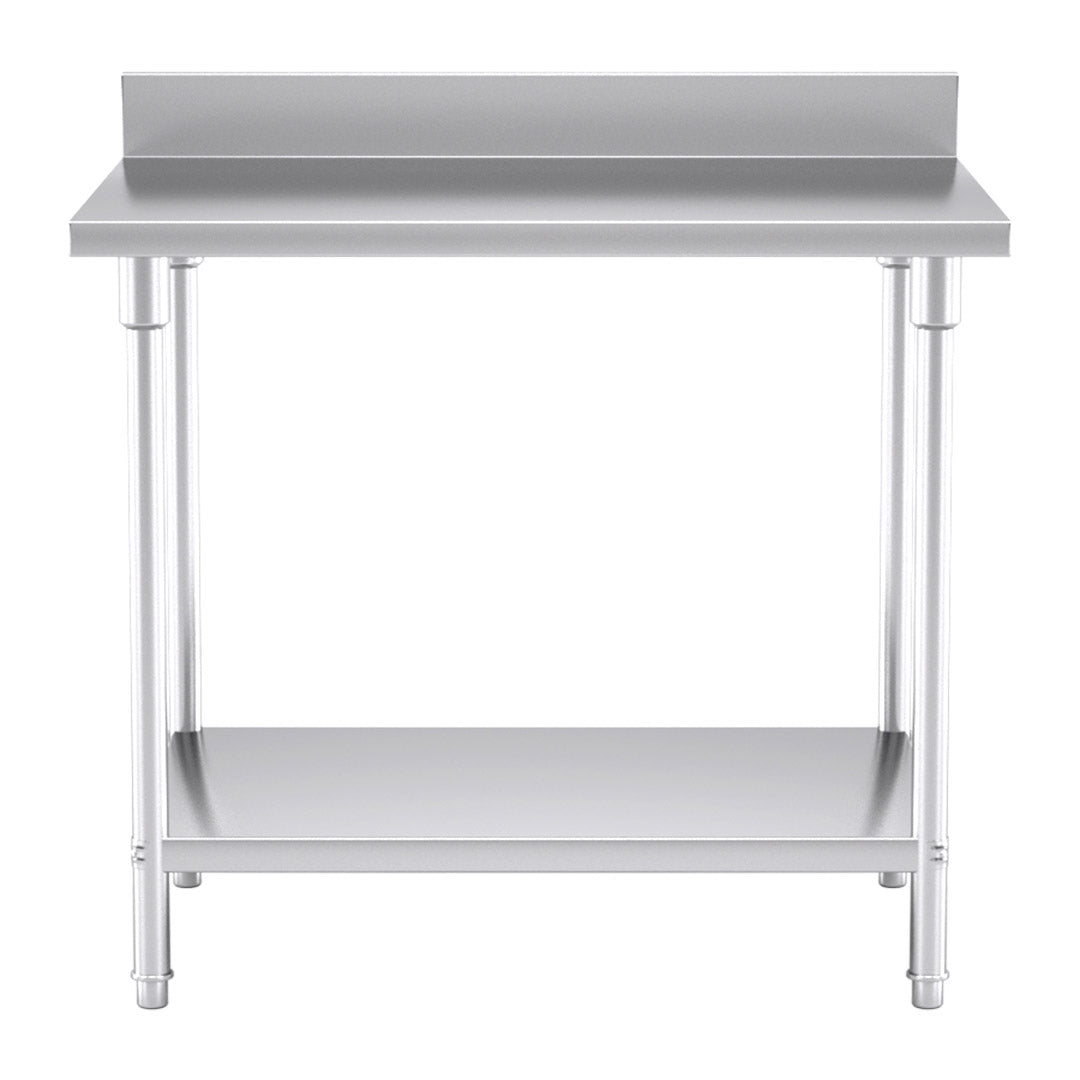 Premium Commercial Catering Kitchen Stainless Steel Prep Work Bench Table with Back-splash 100*70*85cm - image2