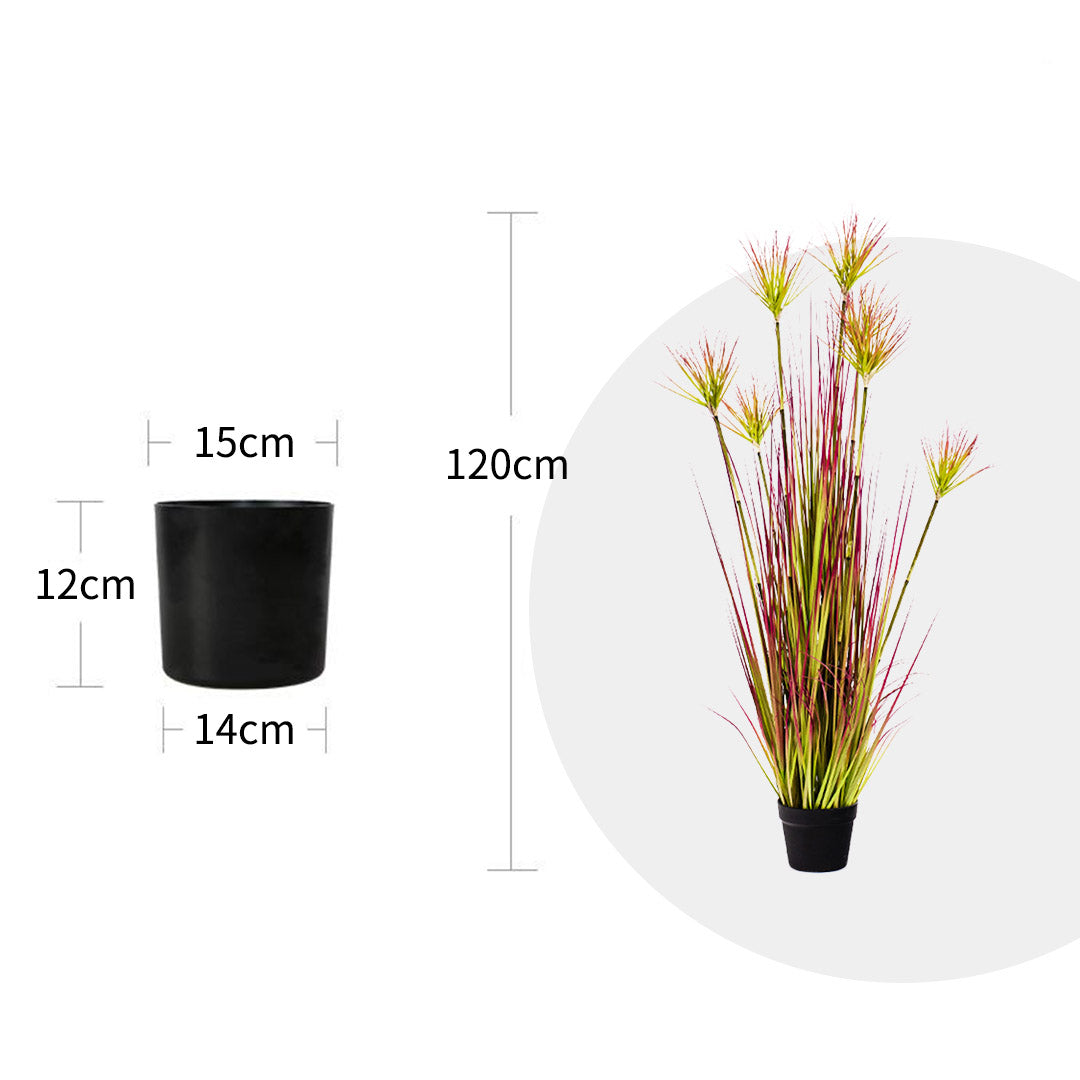 Premium 2X 120cm Purple-Red Artificial Indoor Potted Papyrus Plant Tree Fake Simulation Decorative - image2