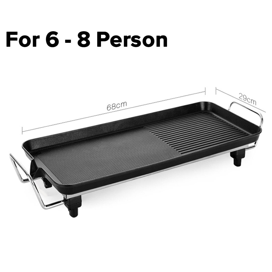 Premium 2X 68cm Electric BBQ Grill Teppanyaki Plate Non-Stick Surface Hot Plate Kitchen 6-8 Person - image2