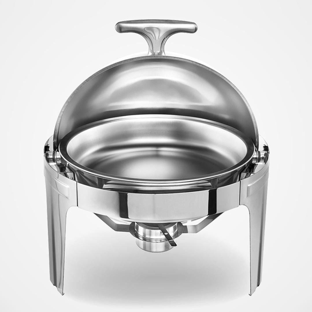 Premium 6L Stainless Steel Chafing Food Warmer Catering Dish Round Roll Top - image2