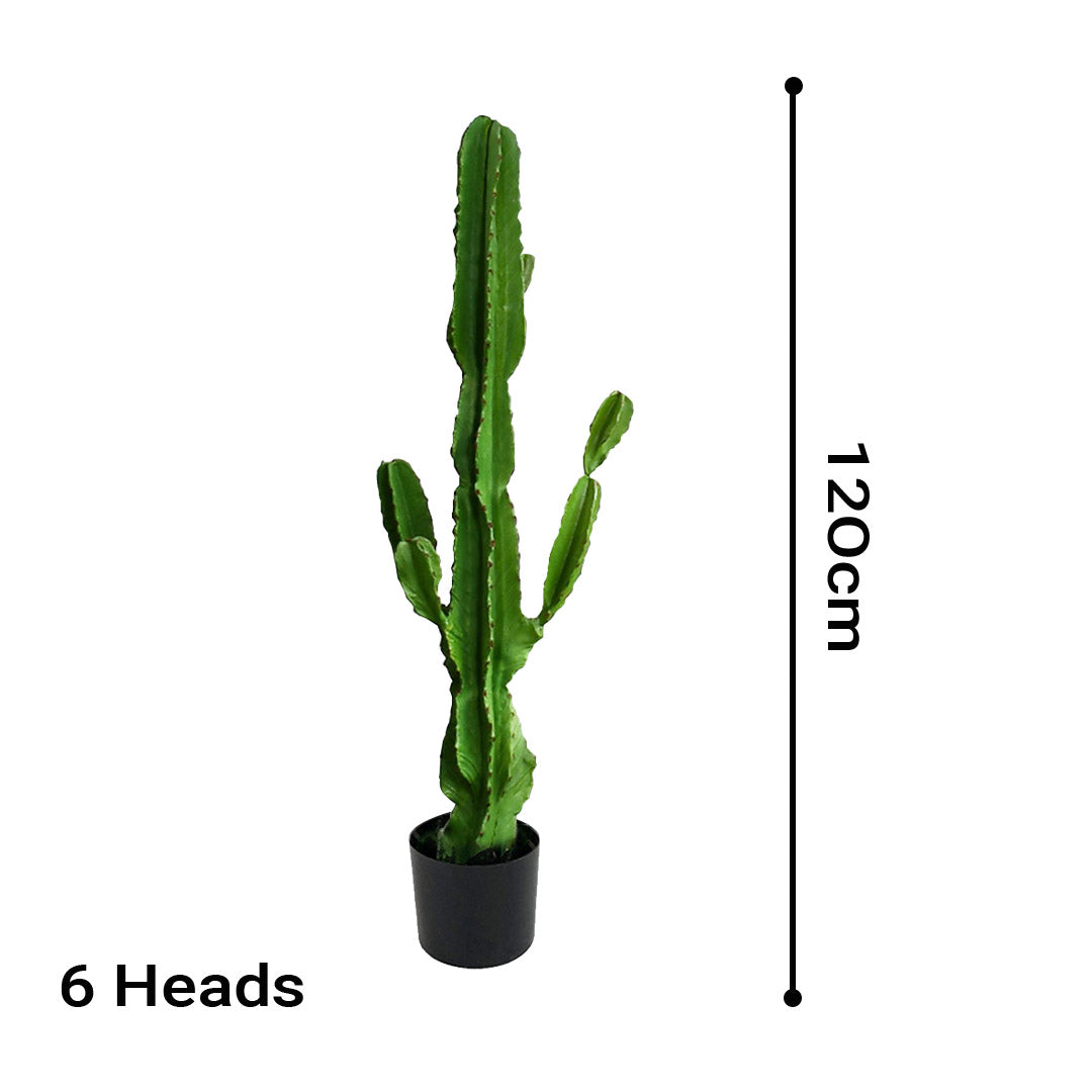 Premium 4X 120cm Green Artificial Indoor Cactus Tree Fake Plant Simulation Decorative 6 Heads - image2