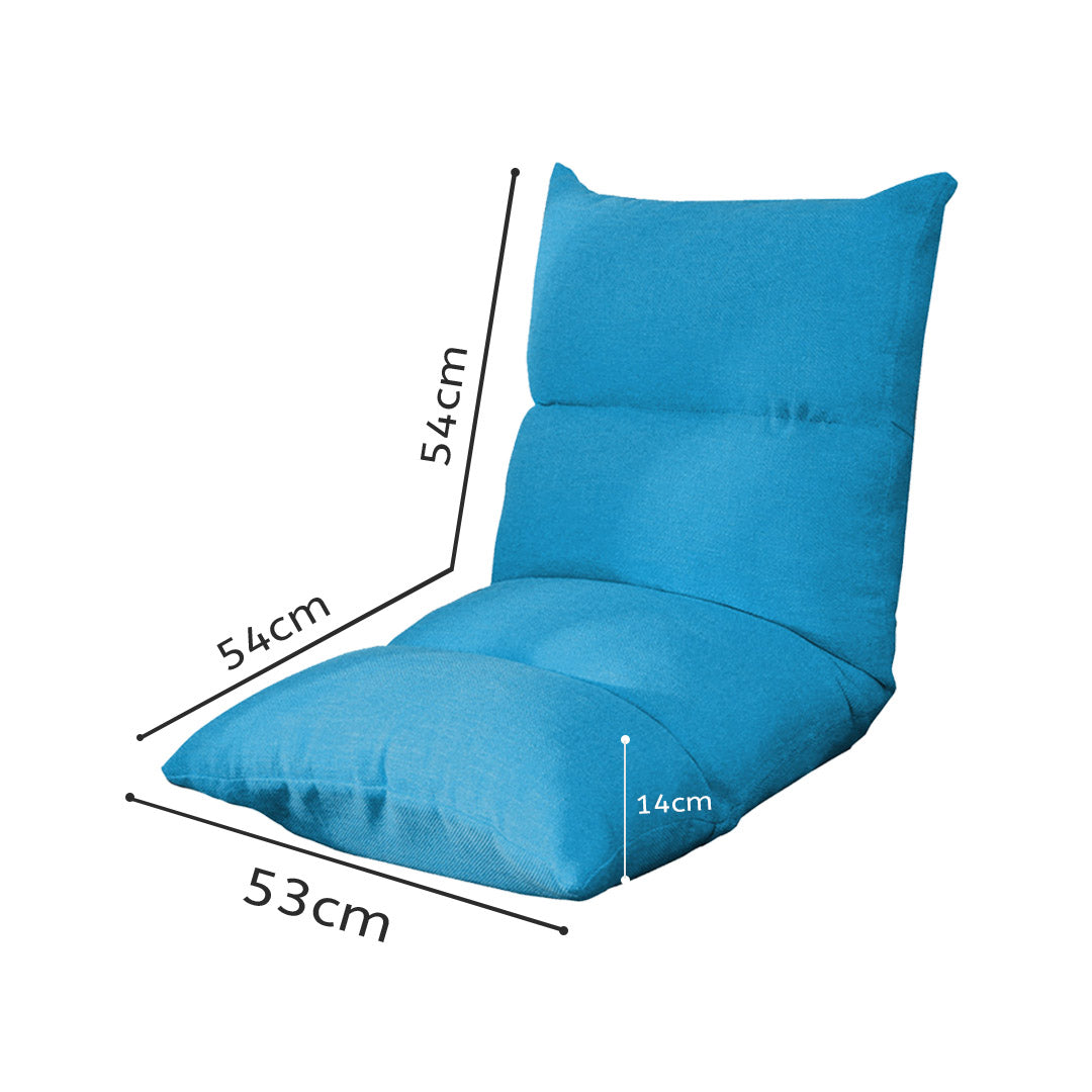 Premium 2X Lounge Floor Recliner Adjustable Lazy Sofa Bed Folding Game Chair Blue - image2