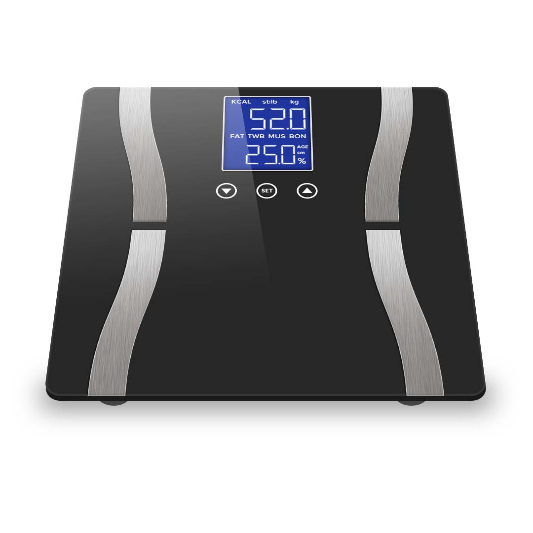 Premium 2X Glass LCD Digital Body Fat Scale Bathroom Electronic Gym Water Weighing Scales Black/Blue - image3