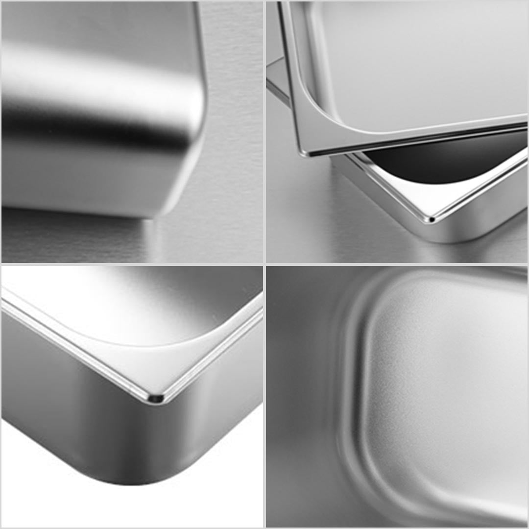 Premium 4X Gastronorm GN Pan Full Size 1/3 GN Pan 20cm Deep Stainless Steel Tray with Lid - image3