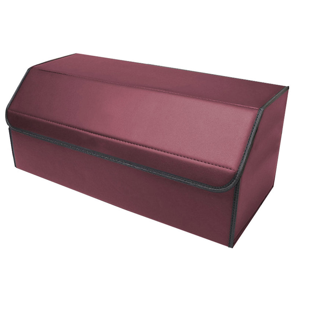 Premium 2X Leather Car Boot Collapsible Foldable Trunk Cargo Organizer Portable Storage Box Red Large - image3