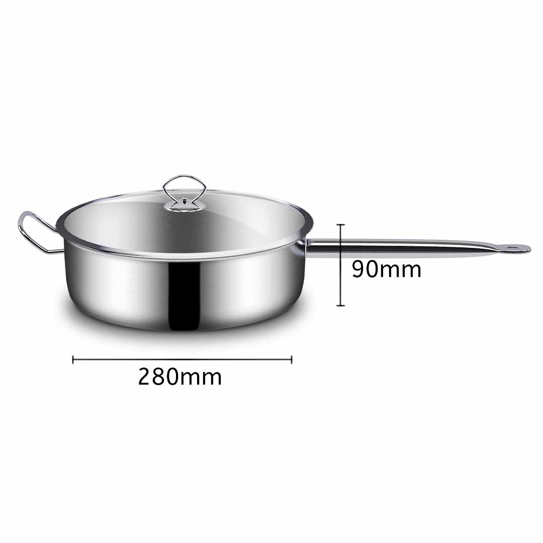 Premium 28cm Stainless Steel Saucepan Sauce pan with Glass Lid and Helper Handle Triple Ply Base Cookware - image3