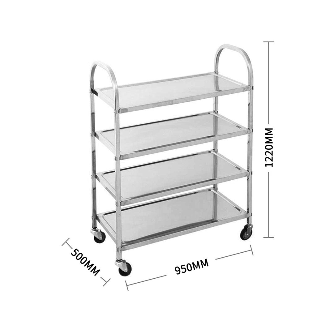 Premium 2X 4 Tier 950x500x1220 Stainless Steel Kitchen Dining Food Cart Trolley Utility - image3