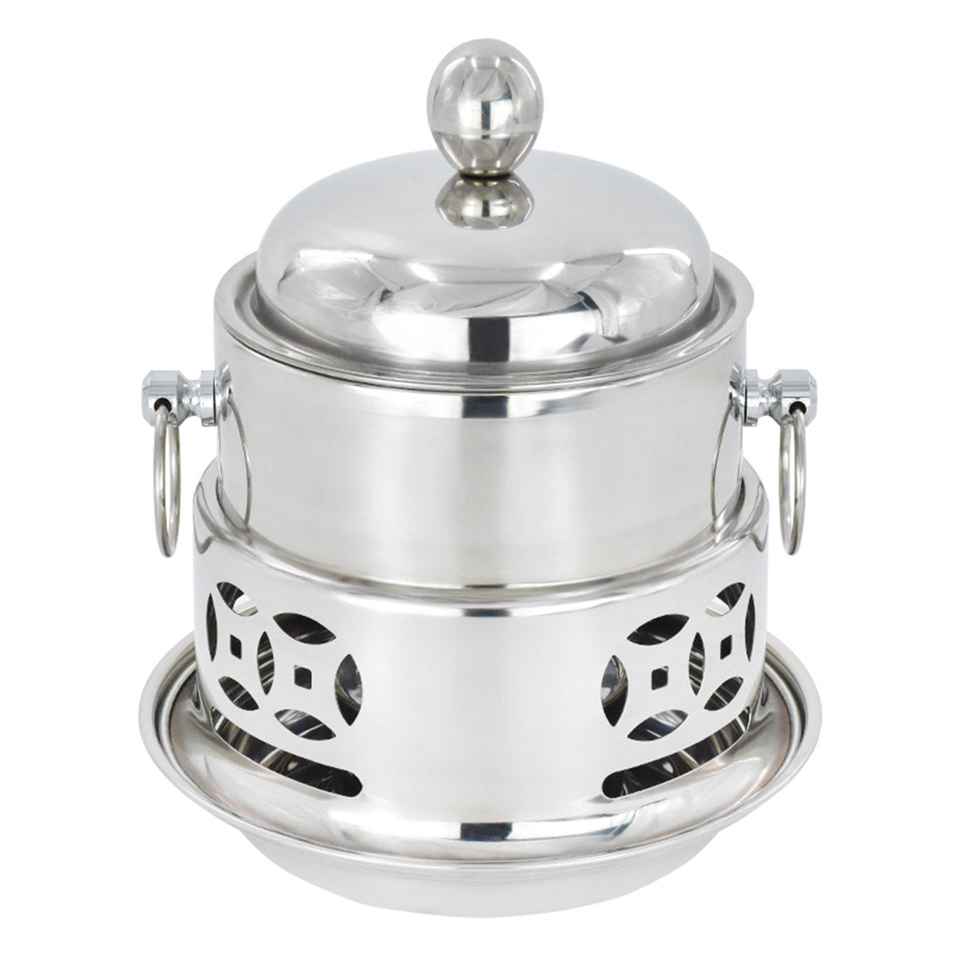 Premium 4X Stainless Steel Mini Asian Buffet Hot Pot Single Person Shabu Alcohol Stove Burner with Lid - image3