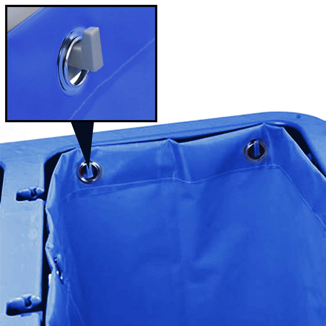 Premium 2X 3 Tier Multifunction Janitor Cleaning Waste Cart Trolley and Waterproof Bag with Lid Blue - image3