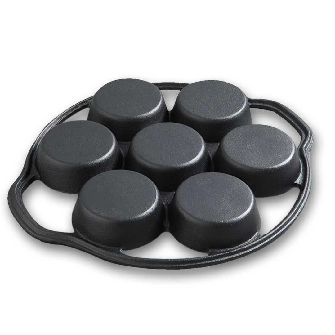 Premium 2X 32cm Cast Iron Takoyaki Fry Pan Octopus Balls Maker 7 Hole Cavities Grill Mold - image3