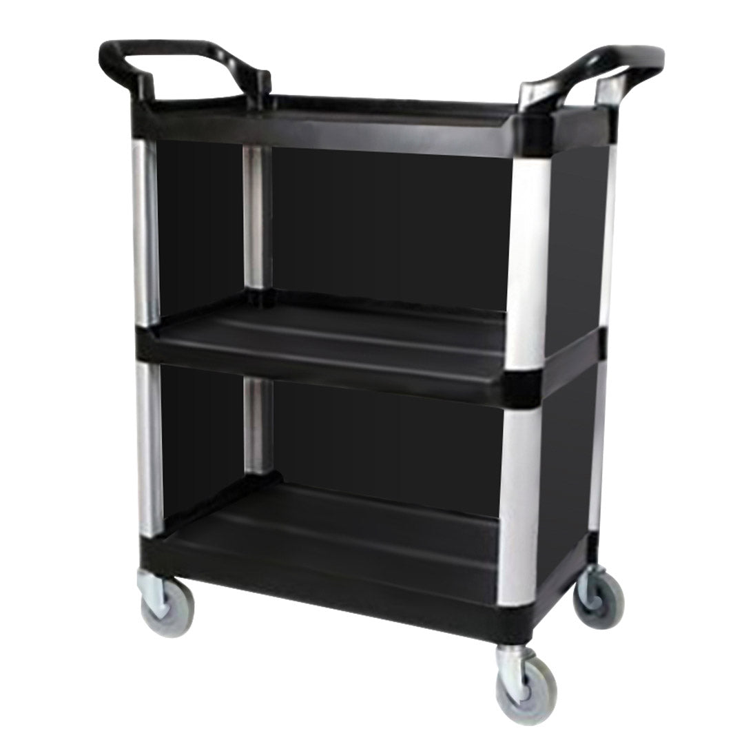 Premium 2X 3 Tier Covered Food Trolley Food Waste Cart Storage Mechanic Kitchen Black - image3