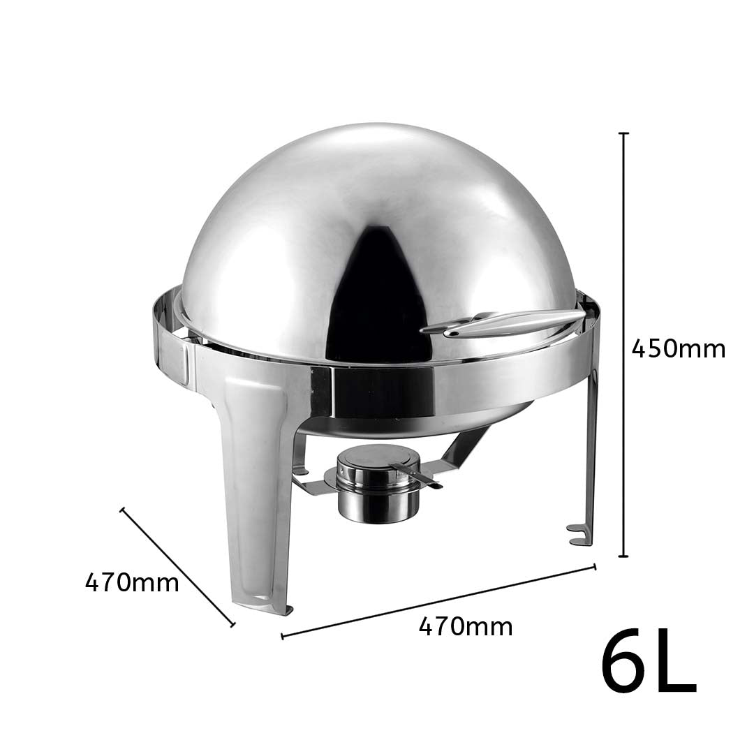 Premium 4X 6L Stainless Steel Chafing Food Warmer Catering Dish Round Roll Top - image3