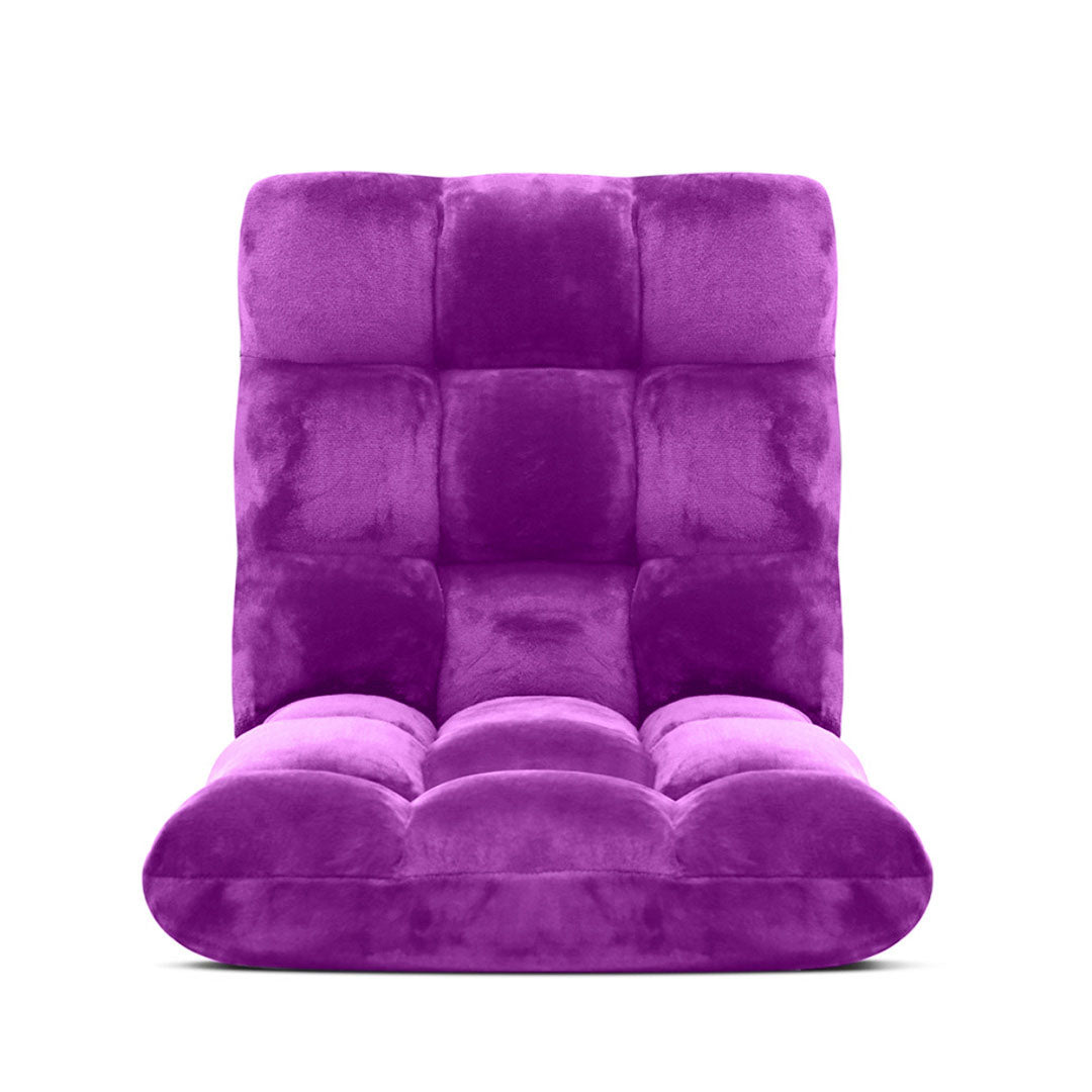 Premium Floor Recliner Folding Lounge Sofa Futon Couch Folding Chair Cushion Purple - image3