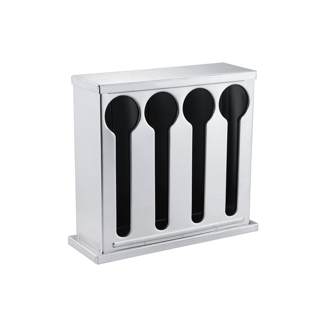 Premium 2X Stainless Steel Buffet Restaurant Spoon Utensil Holder Storage Rack 4 Holes - image3