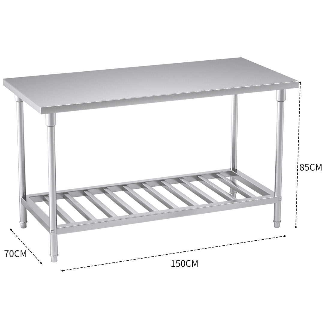 Premium Commercial Catering Kitchen Stainless Steel Prep Work Bench Table 150*70*85cm - image3