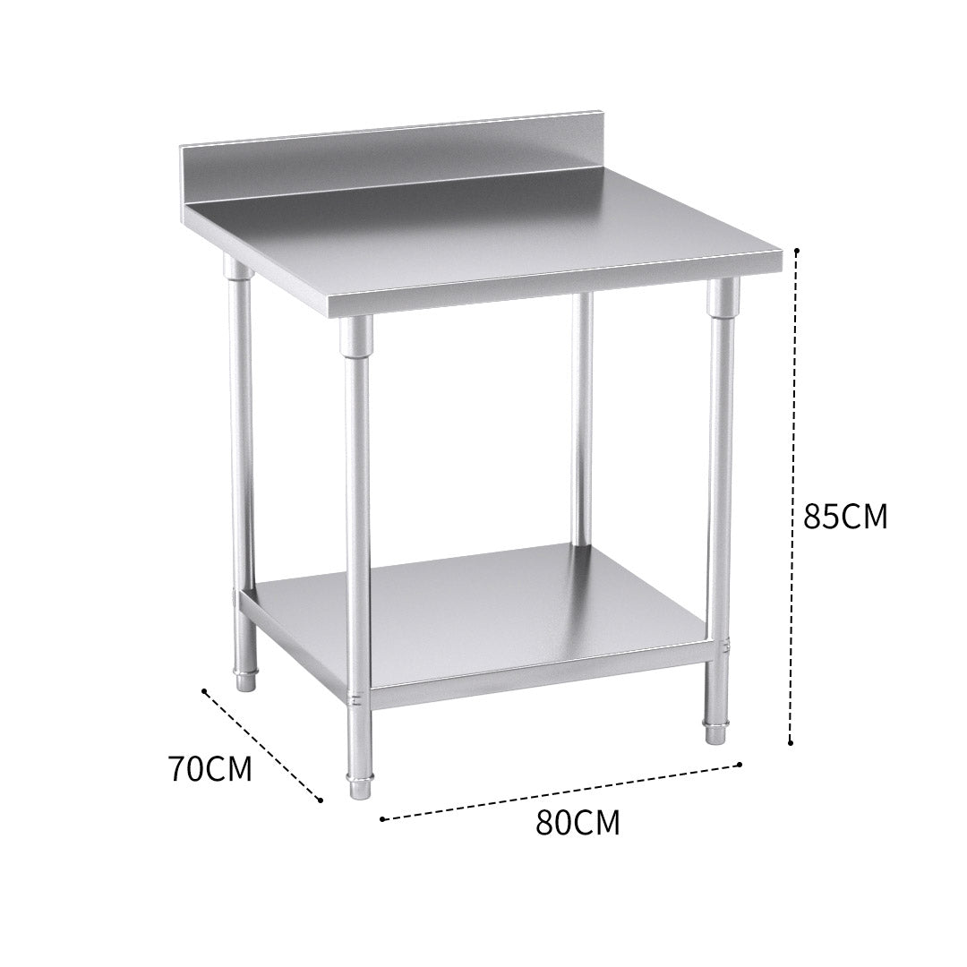 Premium Commercial Catering Kitchen Stainless Steel Prep Work Bench Table with Back-splash 80*70*85cm - image4