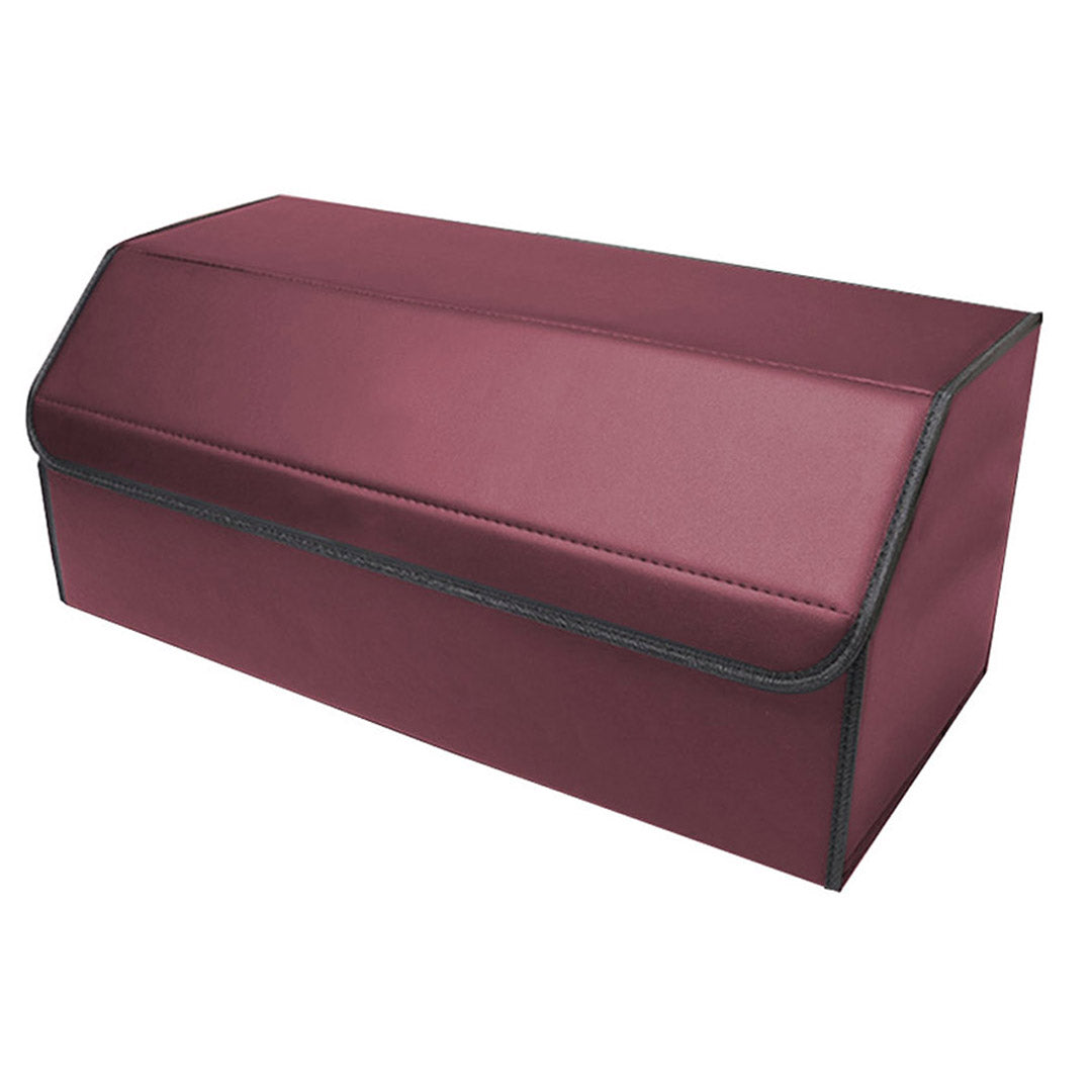 Premium 4X Leather Car Boot Collapsible Foldable Trunk Cargo Organizer Portable Storage Box Red Medium - image3