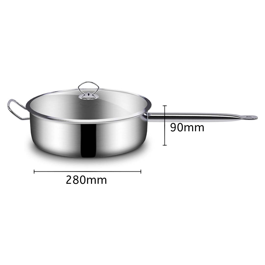 Premium 2X 28cm Stainless Steel Saucepan Sauce pan with Glass Lid and Helper Handle Triple Ply Base Cookware - image3