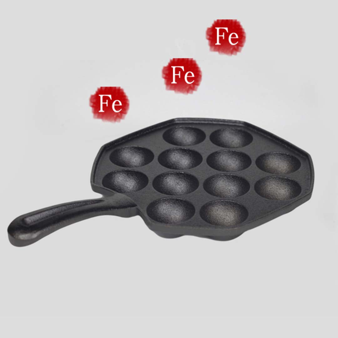 Premium 2X 18CM Cast Iron Takoyaki Fry Pan Octopus Balls Maker 12 Hole Cavities Grill Mold - image3