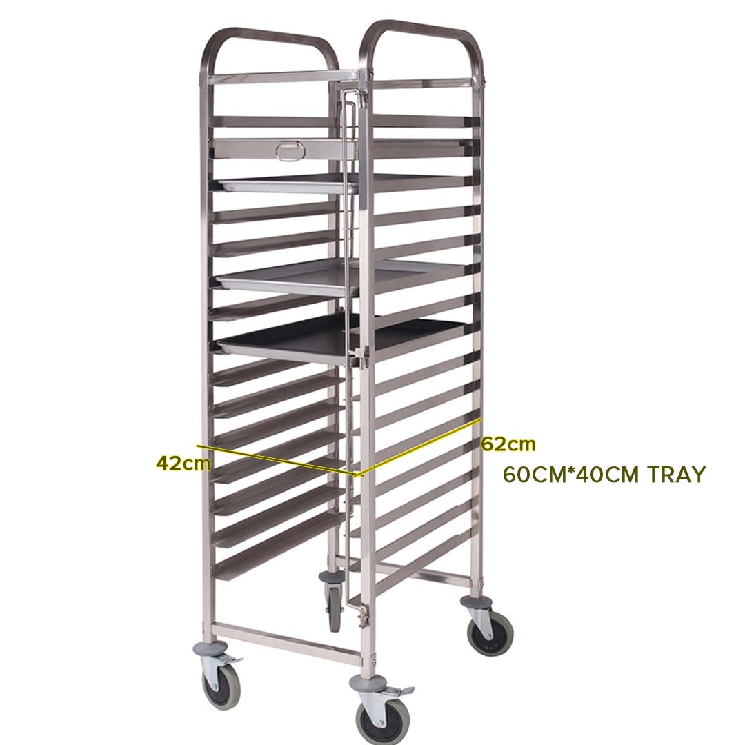 Premium 2x Gastronorm Trolley 15 Tier Stainless Steel Cake Bakery Trolley Suits 60*40cm Tray - image3