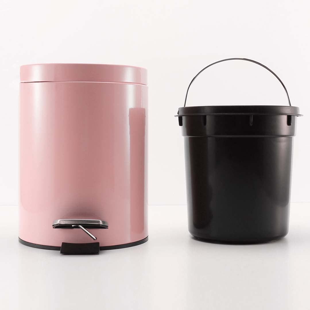 Premium 12L Modern Foot Pedal Trash Bin Waste Kitchen Bathroom Stainless Steel Round Pink - image4