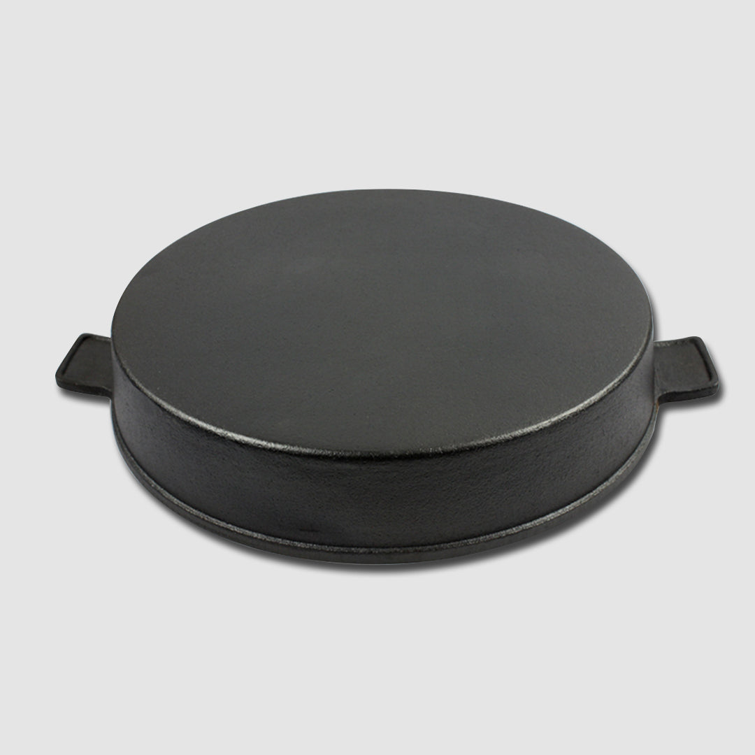 Premium 2X 26cm Round Ribbed Cast Iron Frying Pan Skillet Steak Sizzle Platter with Handle - image4