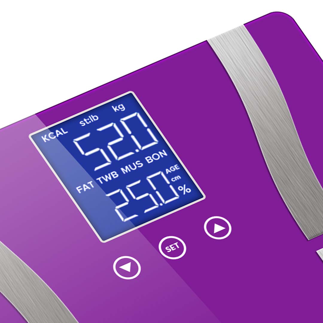 Premium Glass LCD Digital Body Fat Scale Bathroom Electronic Gym Water Weighing Scales Purple - image4