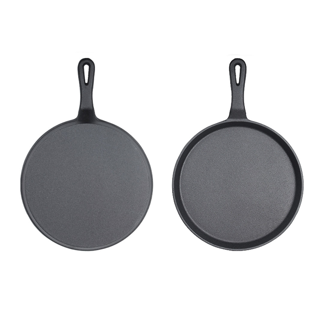 Premium 26cm Round Cast Iron Frying Pan Skillet Griddle Sizzle Platter - image4