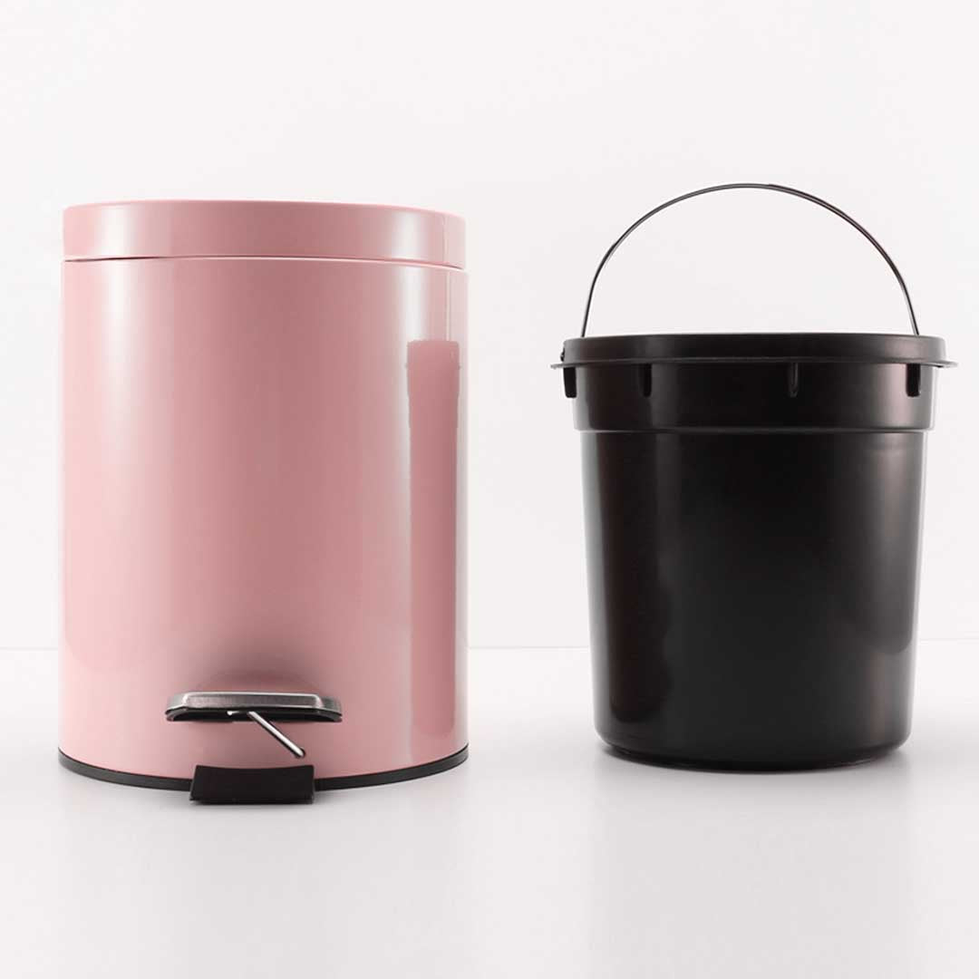 Premium 2X Foot Pedal Stainless Steel Rubbish Recycling Garbage Waste Trash Bin Round 12L Pink - image4