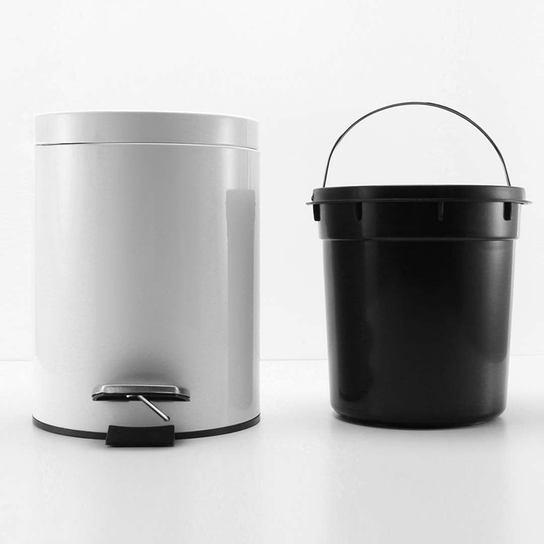 Premium 4X Foot Pedal Stainless Steel Rubbish Recycling Garbage Waste Trash Bin Round 7L White - image4