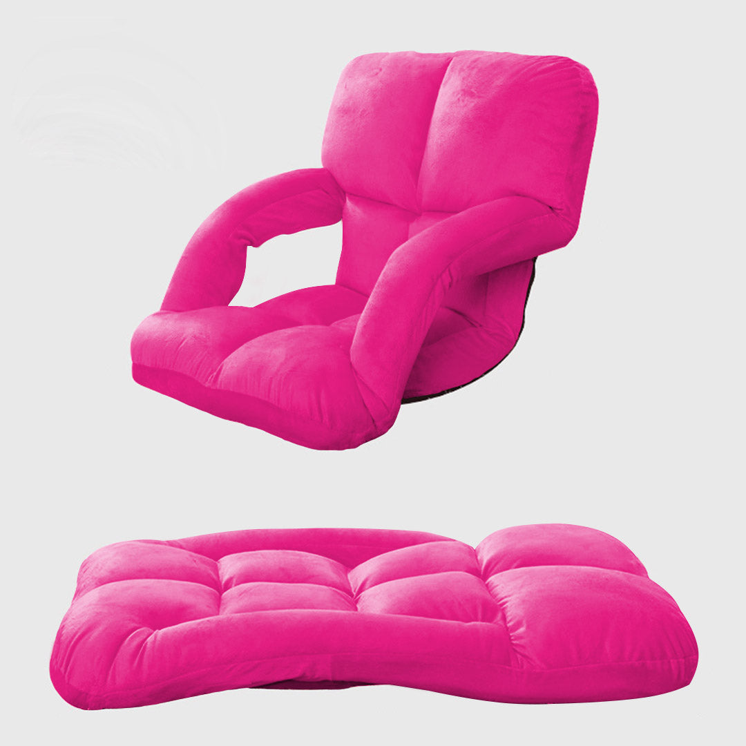 Premium Foldable Lounge Cushion Adjustable Floor Lazy Recliner Chair with Armrest Pink - image4