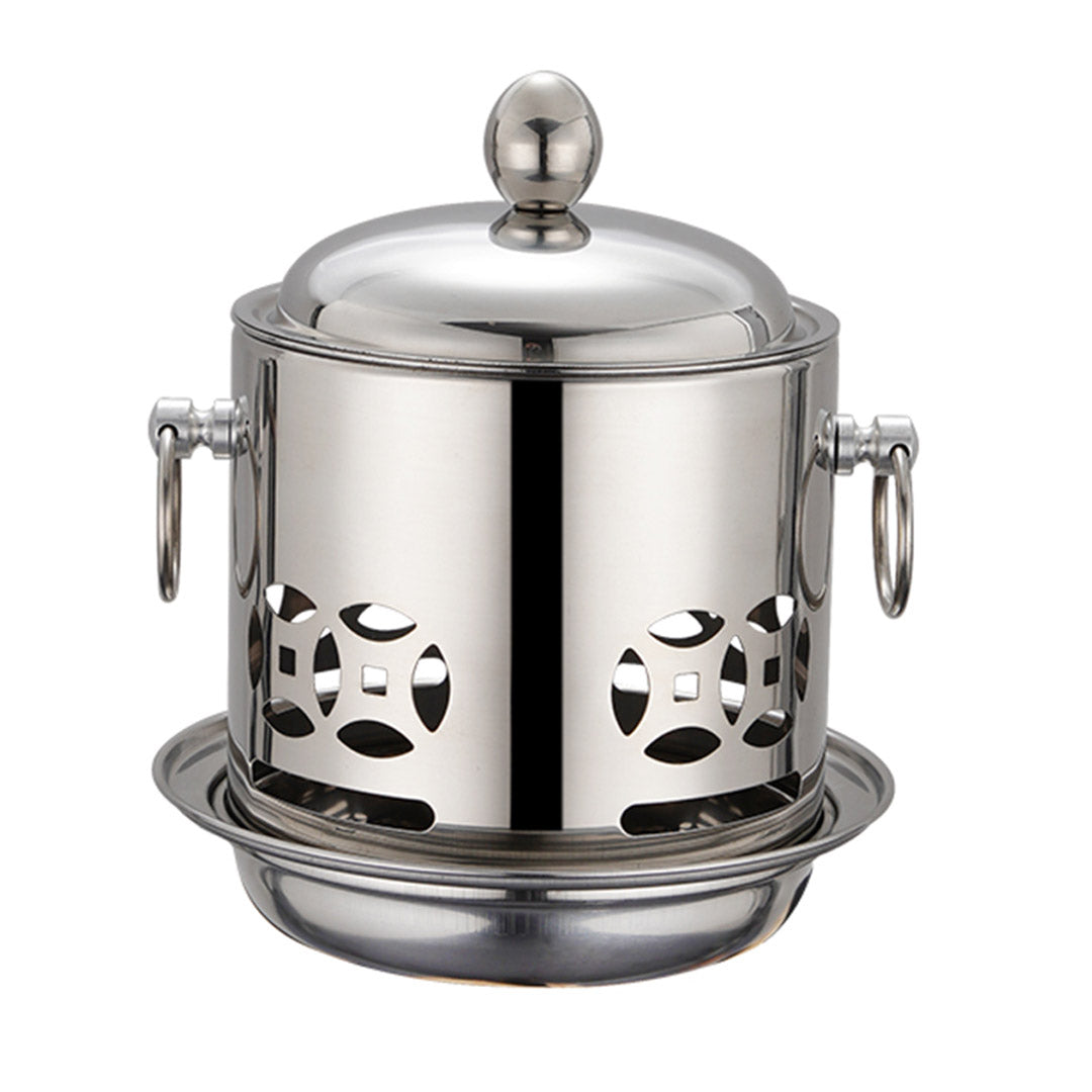 Premium Stainless Steel Mini Asian Buffet Hot Pot Single Person Shabu Alcohol Stove Burner with Lid - image4