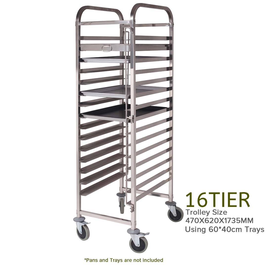 Premium Gastronorm Trolley 16 Tier Stainless Steel with 60*40*5cm Aluminum Baking Pan Cooking Tray for Bakers - image3