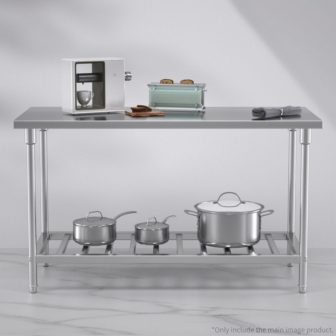 Premium Commercial Catering Kitchen Stainless Steel Prep Work Bench Table 150*70*85cm - image4