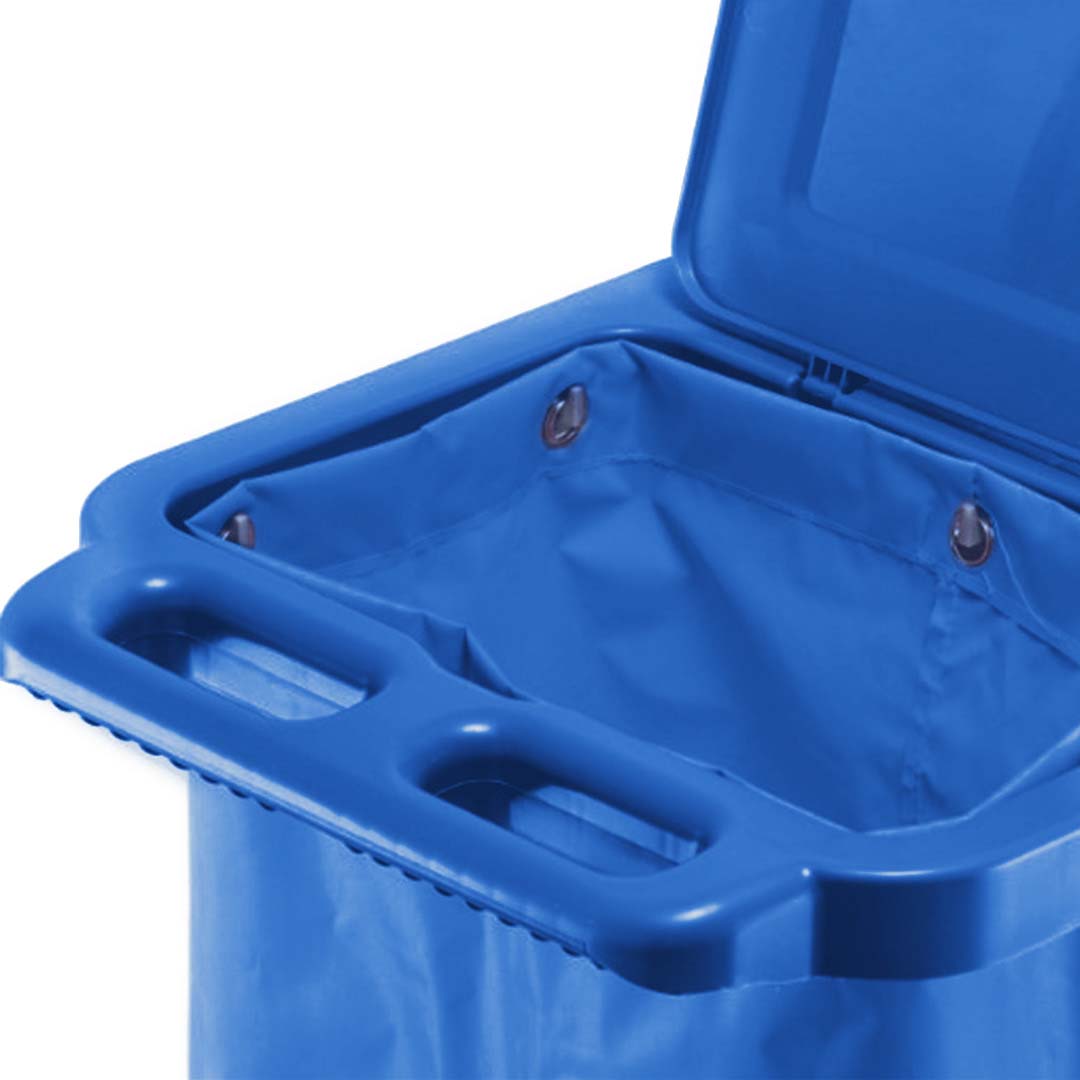 Premium 2X 3 Tier Multifunction Janitor Cleaning Waste Cart Trolley and Waterproof Bag with Lid Blue - image4