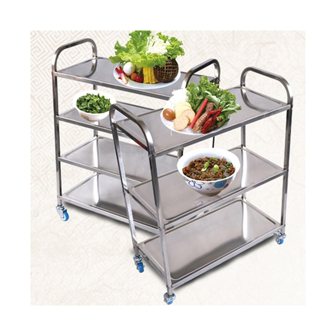 Premium 2X 4 Tier 950x500x1220 Stainless Steel Kitchen Dining Food Cart Trolley Utility - image4