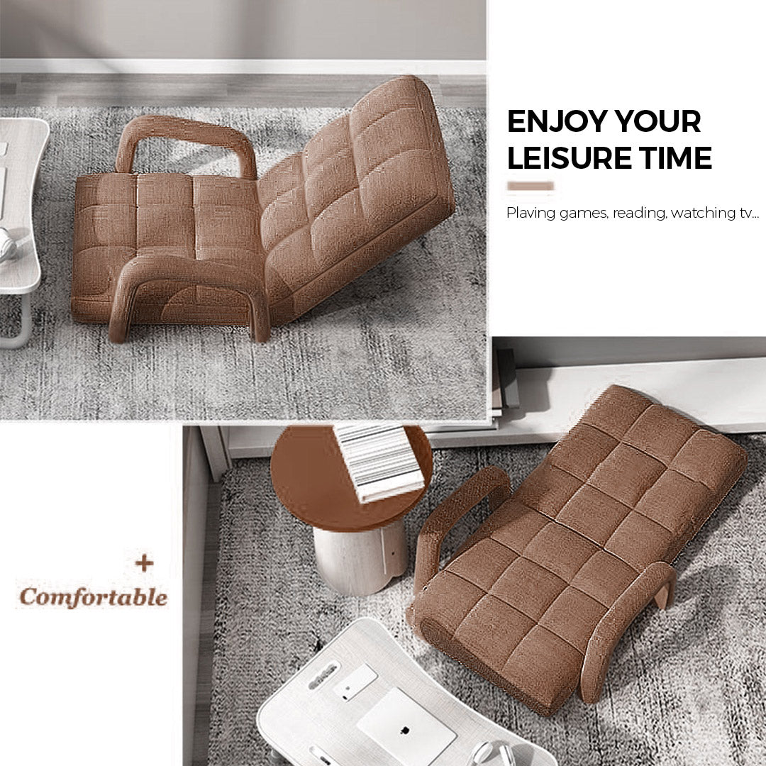 Premium 4X Foldable Lounge Cushion Adjustable Floor Lazy Recliner Chair with Armrest Coffee - image4