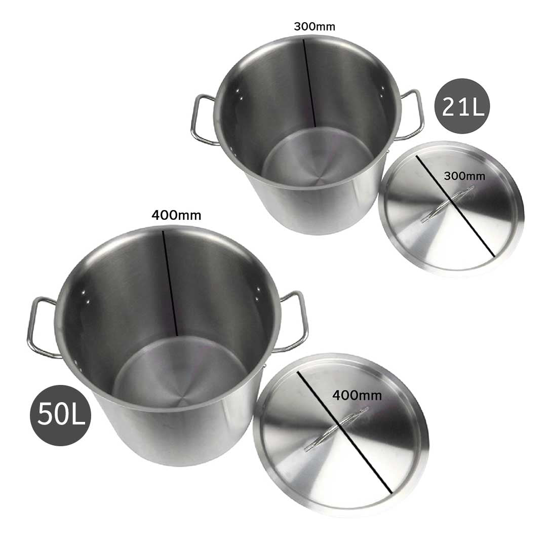 Premium Stock Pot 21L 50L Top Grade Thick Stainless Steel Stockpot 18/10 - image4