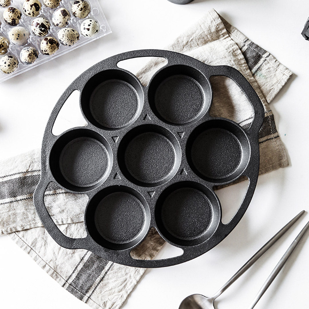 Premium 32cm Cast Iron Takoyaki Fry Pan Octopus Balls Maker 7 Hole Cavities Grill Mold - image4